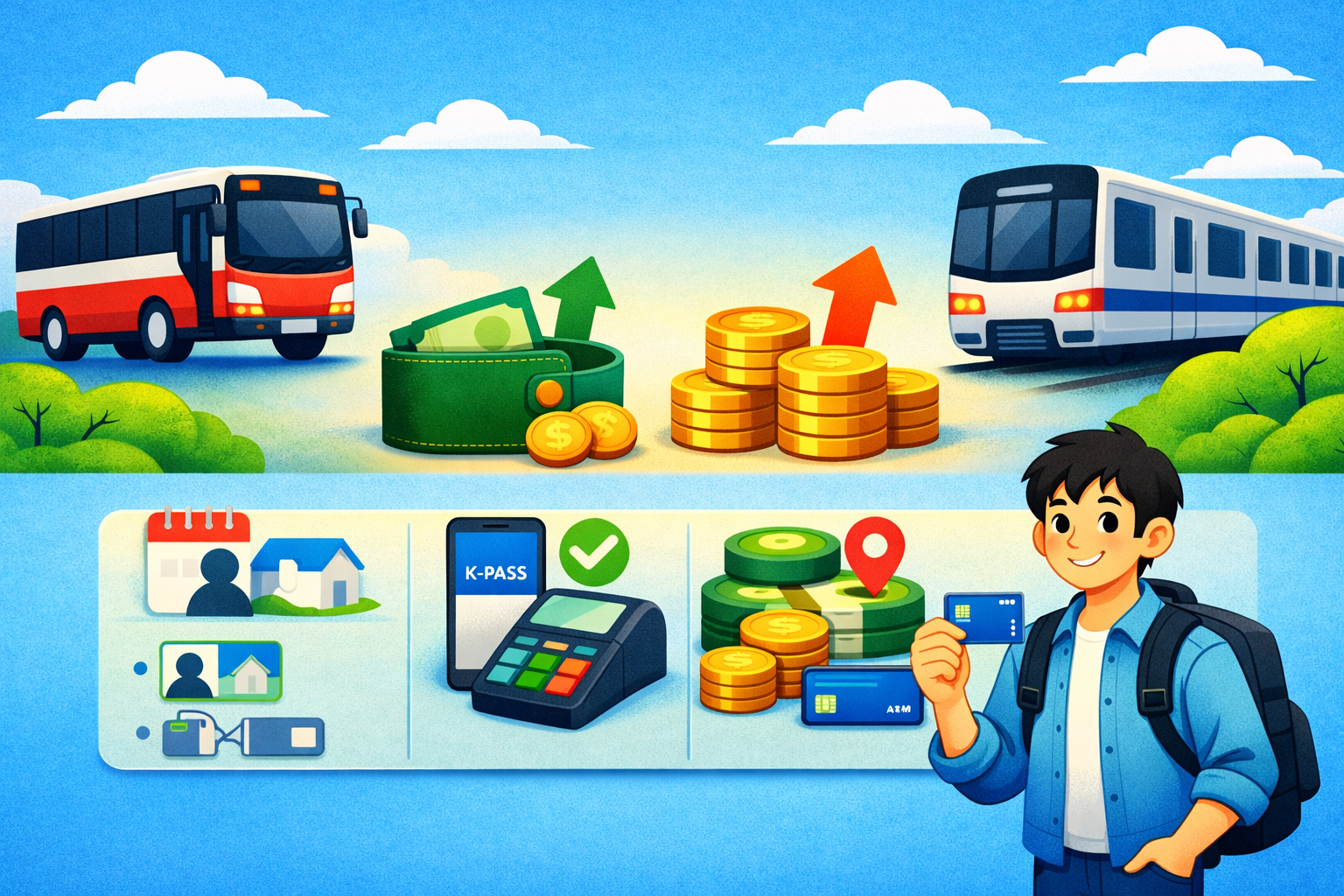 수원 청년 교통비 지원 혜택을 시각적으로 표현한 이미지