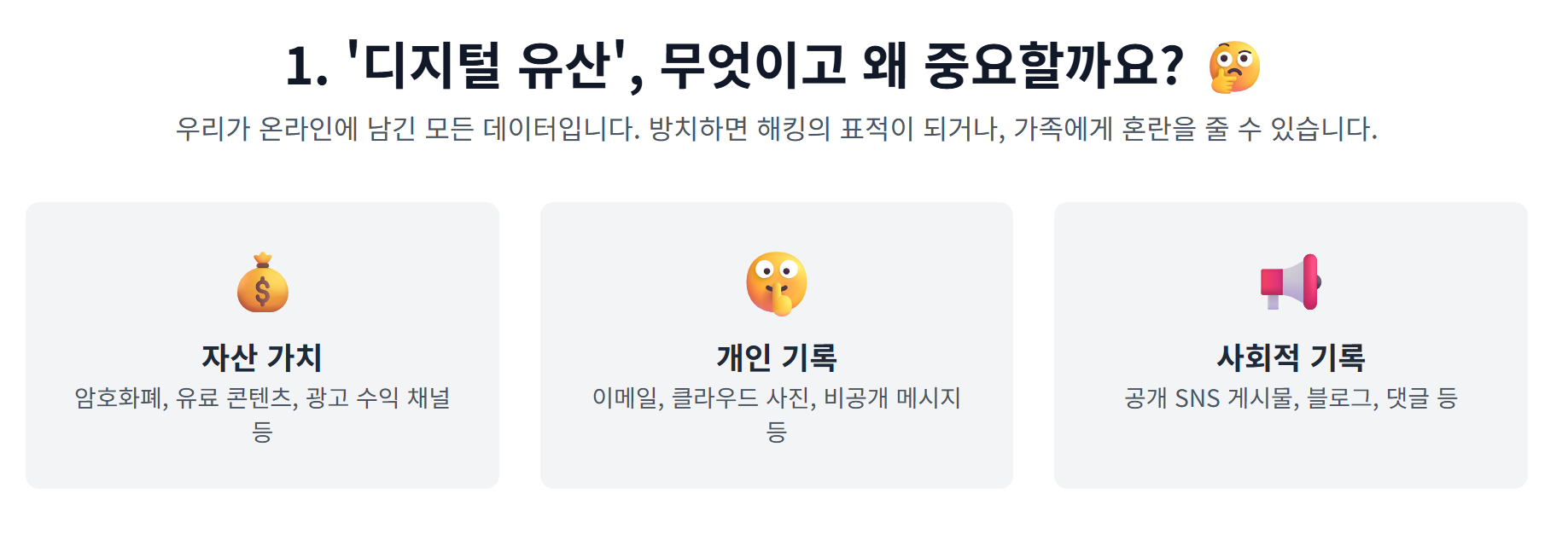 디지털 유산 세가지 종류 이미지