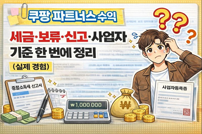 쿠팡 파트너스 수익 / 세금·보류·신고·사업자 기준 한 번에 정리 (실제 경험)