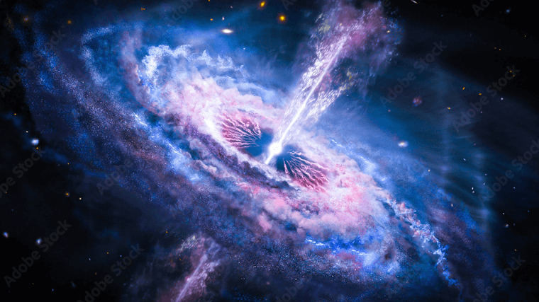 엄청난 빛을 발산하는 퀘이사의 모습