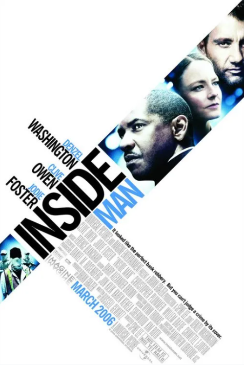 영화 인사이드 맨(Inside Man, 2006) 포스터 &ndash; 덴젤 워싱턴, 클라이브 오웬, 조디 포스터 주연 범죄 스릴러 영화