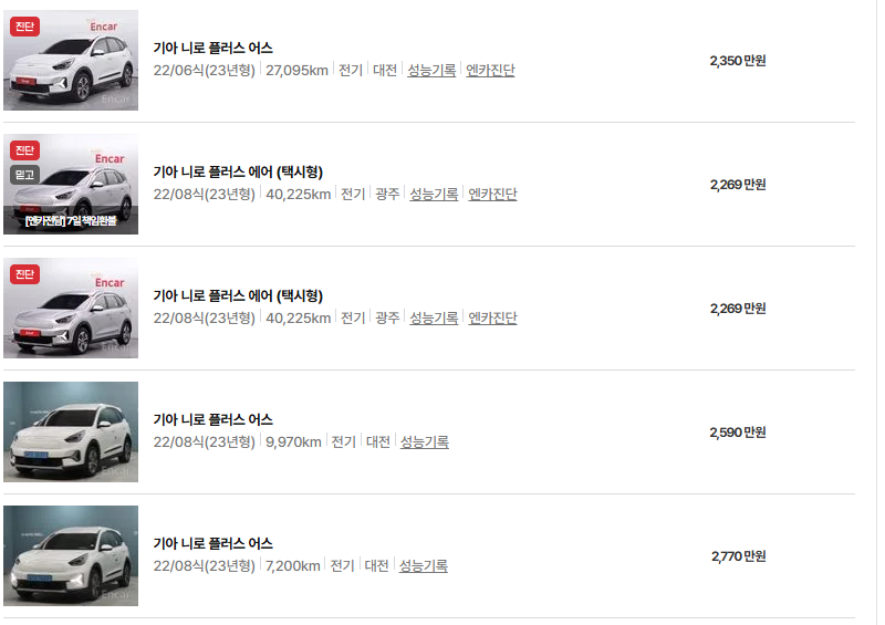 기아 니로 중고차 가격 시세표 및 유지비