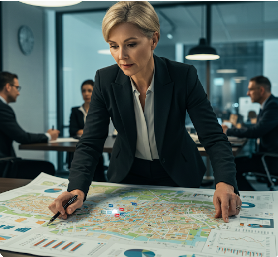 부동산 지도 보는 여성