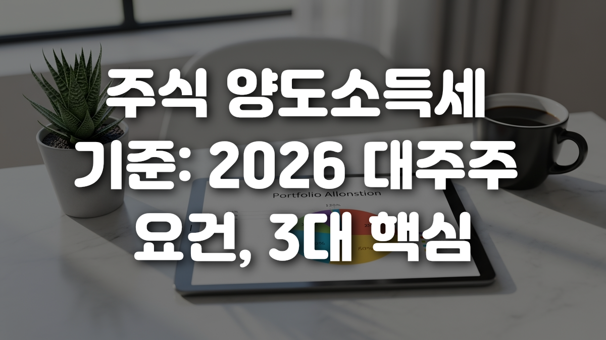 주식 양도소득세 기준 2026 대주주 요건 3대 핵심