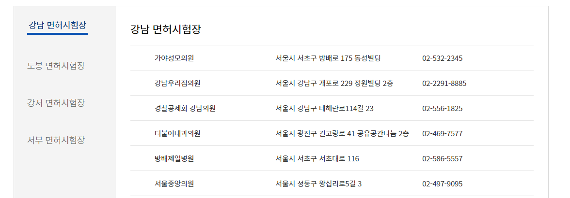 운전면허 신체검사 지정병원, 비용, 항목, 시력, 유효기간