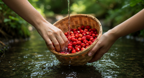 산딸기-세척하는-모습