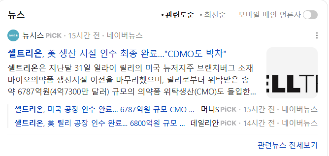 셀트리온 일라이릴리