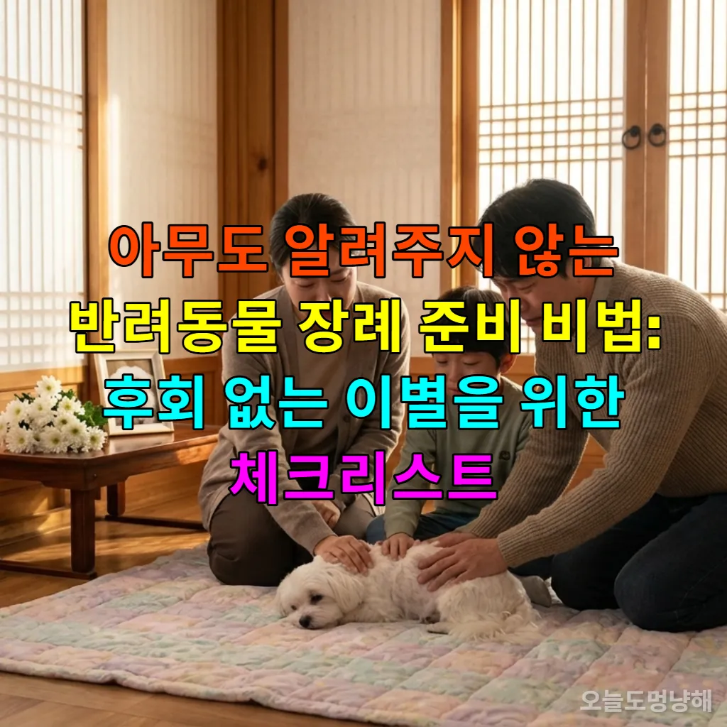 반려동물과 마지막 인사를 나누는 한국인 가족의 모습