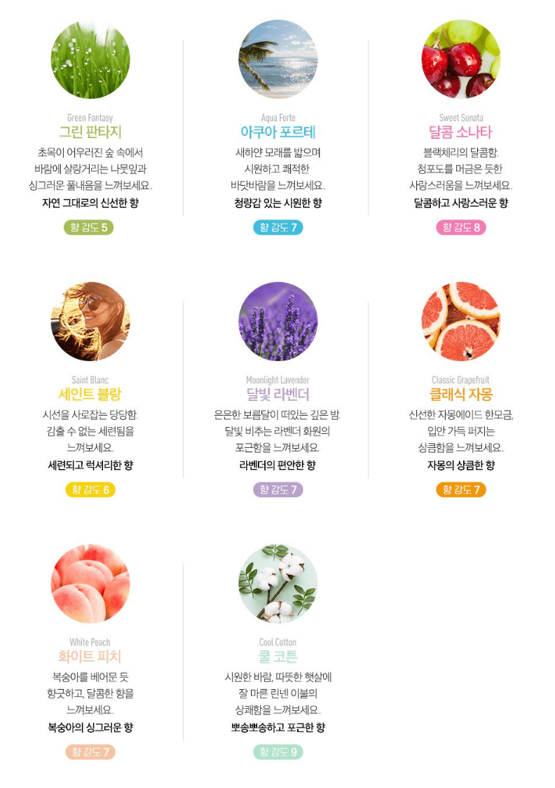 뷰센트 방향제 향 종류