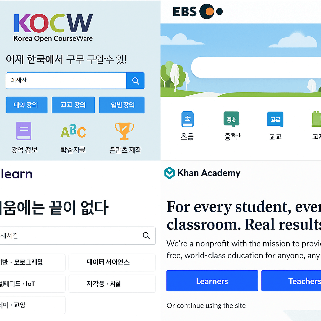 무료 공부 사이트 메인화면 모음 캡처