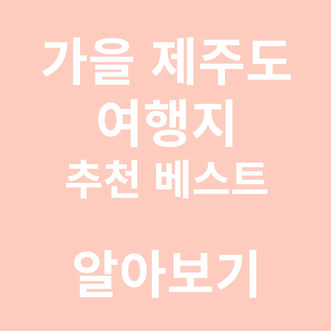 가을 제주도 여행지 알아보기