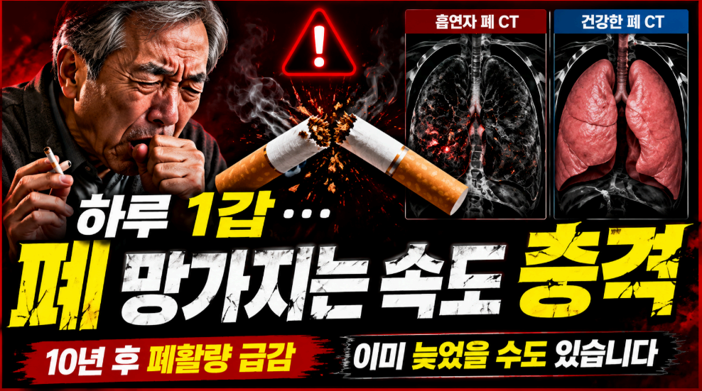 하루 1갑 폐 망가지는 속도 충격 이미지사진