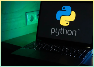 Python 로고가 띄워진 노트북 사진
