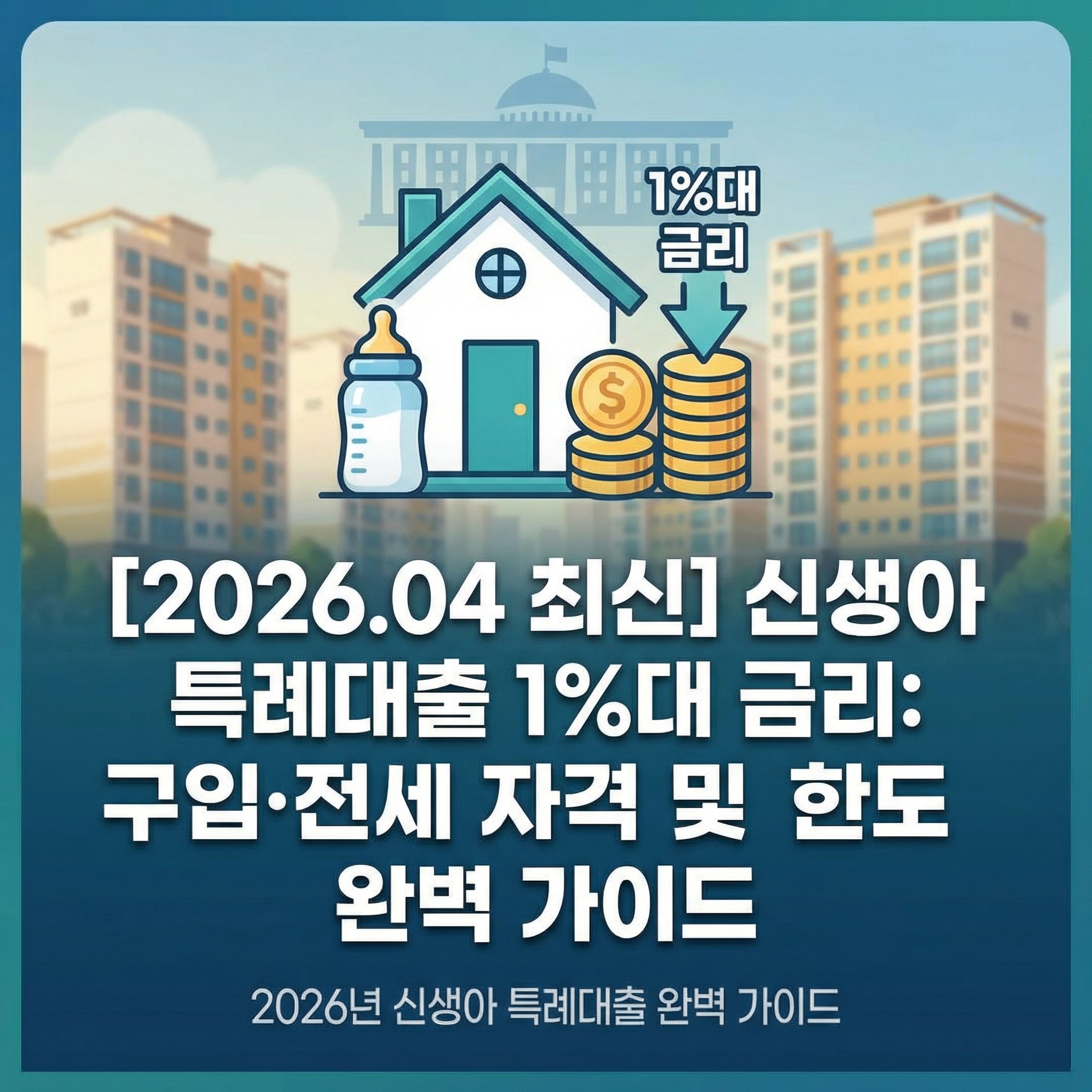 2026년 신생아 특례대출 1% 금리 매매 디딤돌 전세 버팀목 대환 갈아타기 자격 조건 한도 신청 방법 완벽 가이드 썸네일
