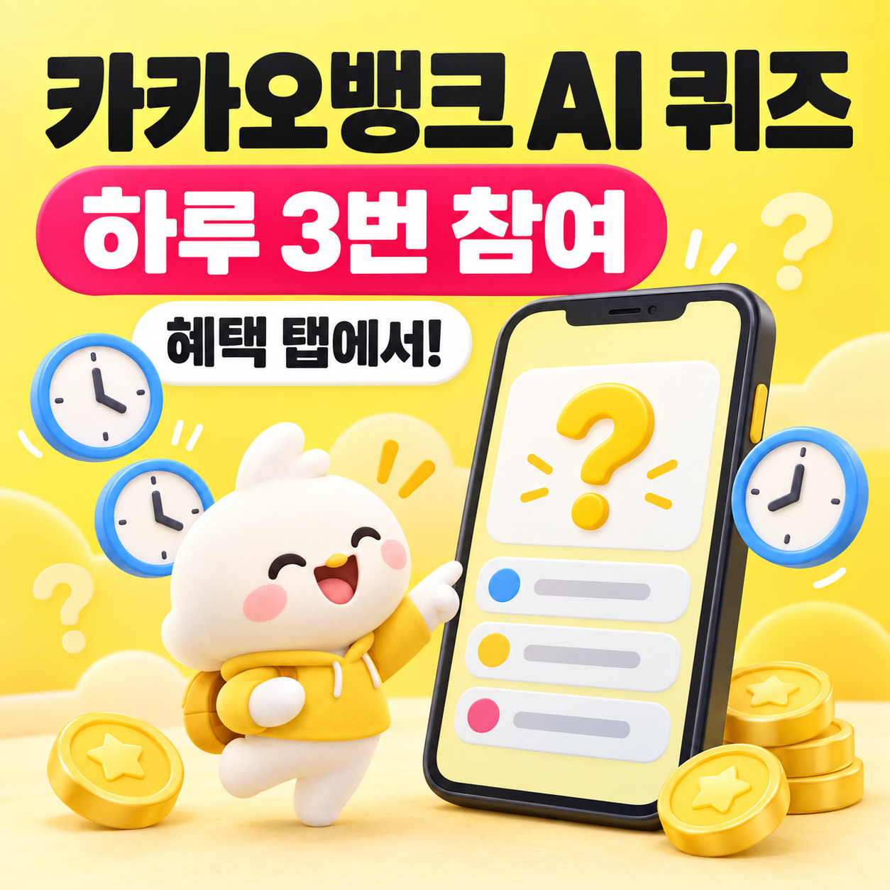 카카오뱅크 AI 퀴즈 참여 방법 2026｜하루 3번 시간&middot;보상&middot;혜택 탭 총정리