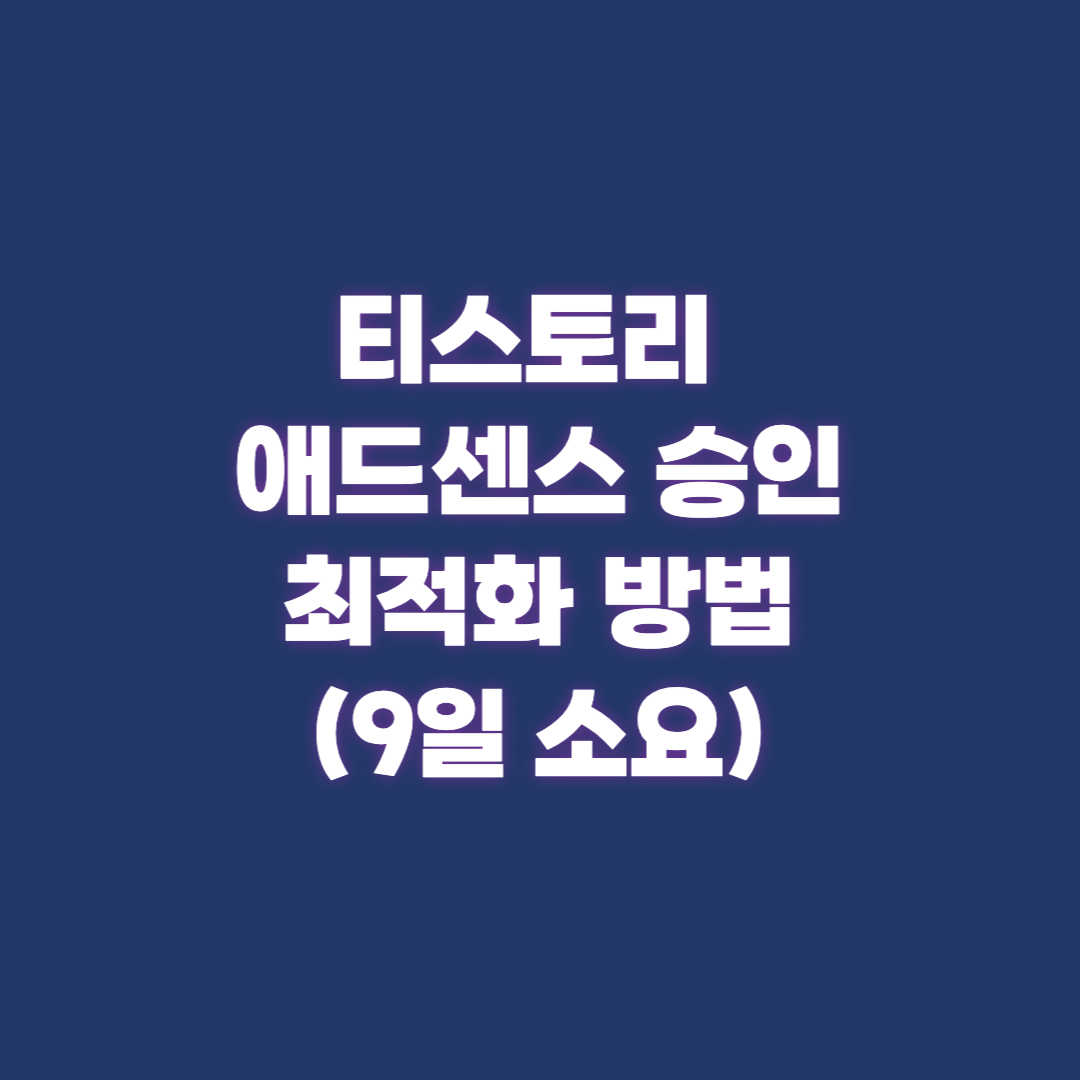 티스토리 애드센스 승인 티스토리 최적화 세팅 방법(9일 소요)