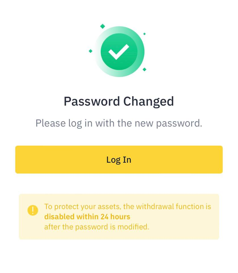 바이낸스 비밀번호 찾기 완료