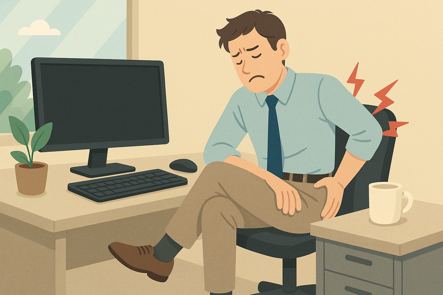 다리꼬는 습관으로 자세불균형이 와서 통증이 온 직장인