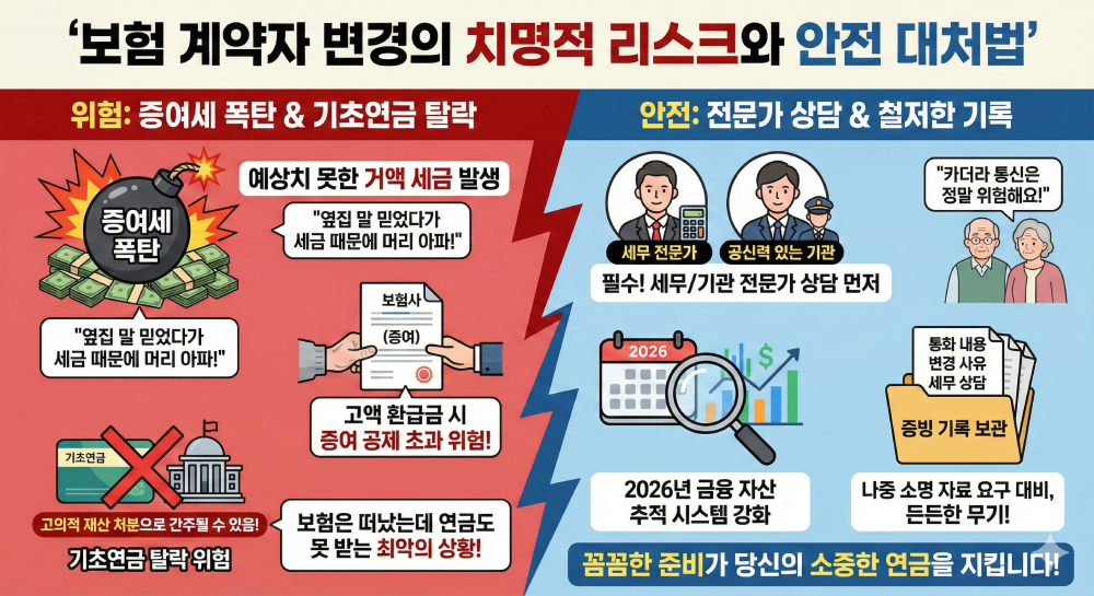 보험 계약자 변경의 치명적 리스크와 안전 대처법 인포그래픽