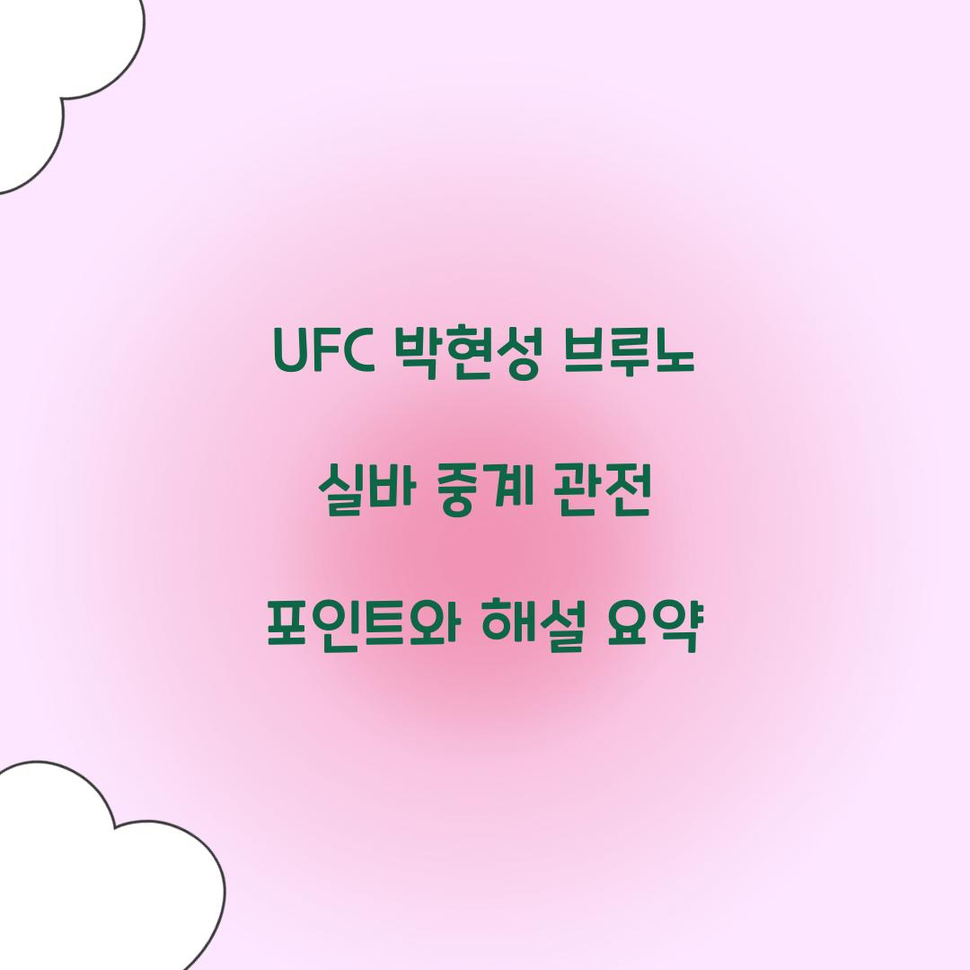 UFC 박현성 브루노 실바 중계