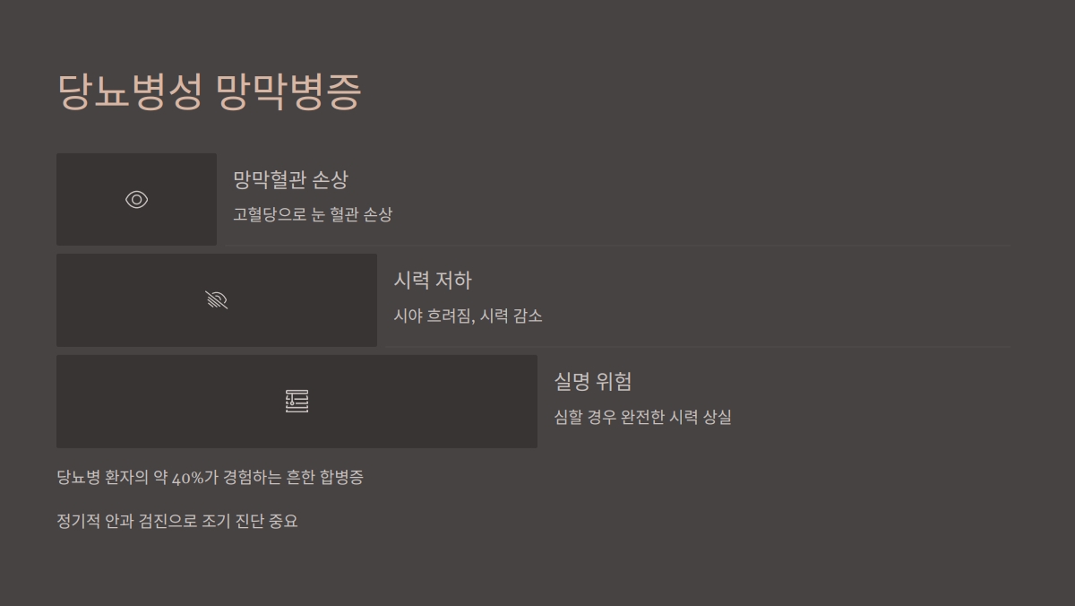 당뇨병 합병증 종류