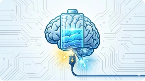 배터리처럼 충전 중인 뇌 아이콘