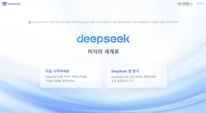 딥시크 홈페이지