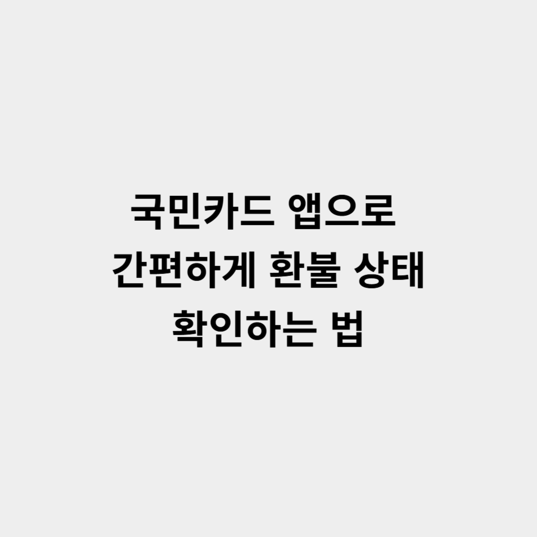 국민카드 앱으로 간편하게 환불 상태 확인하는 법