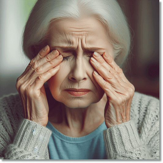 노화로 황반변성 징후가 있는 노인 환자