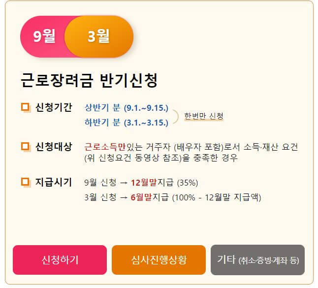 근로장려금 반기 신청