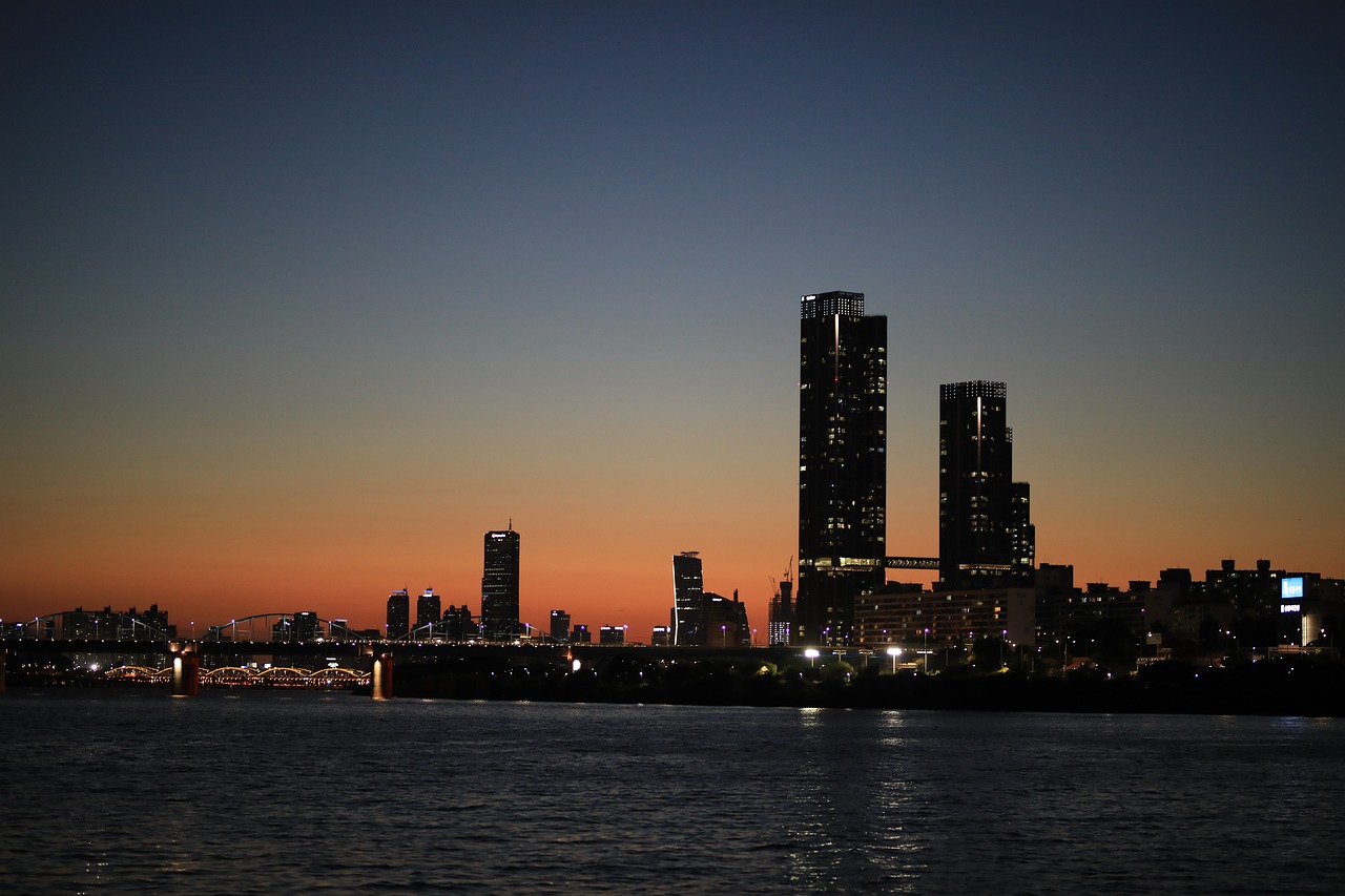 한강 아파트 야경 사진