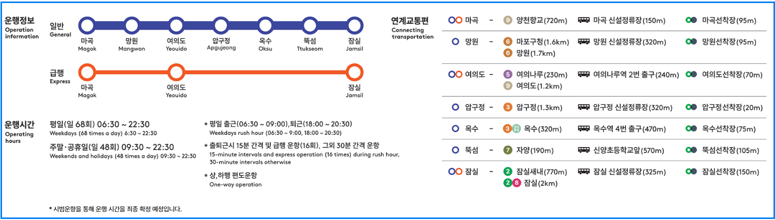 한강버스 정식 취항! 노선&middot;운행시간&middot;이용법