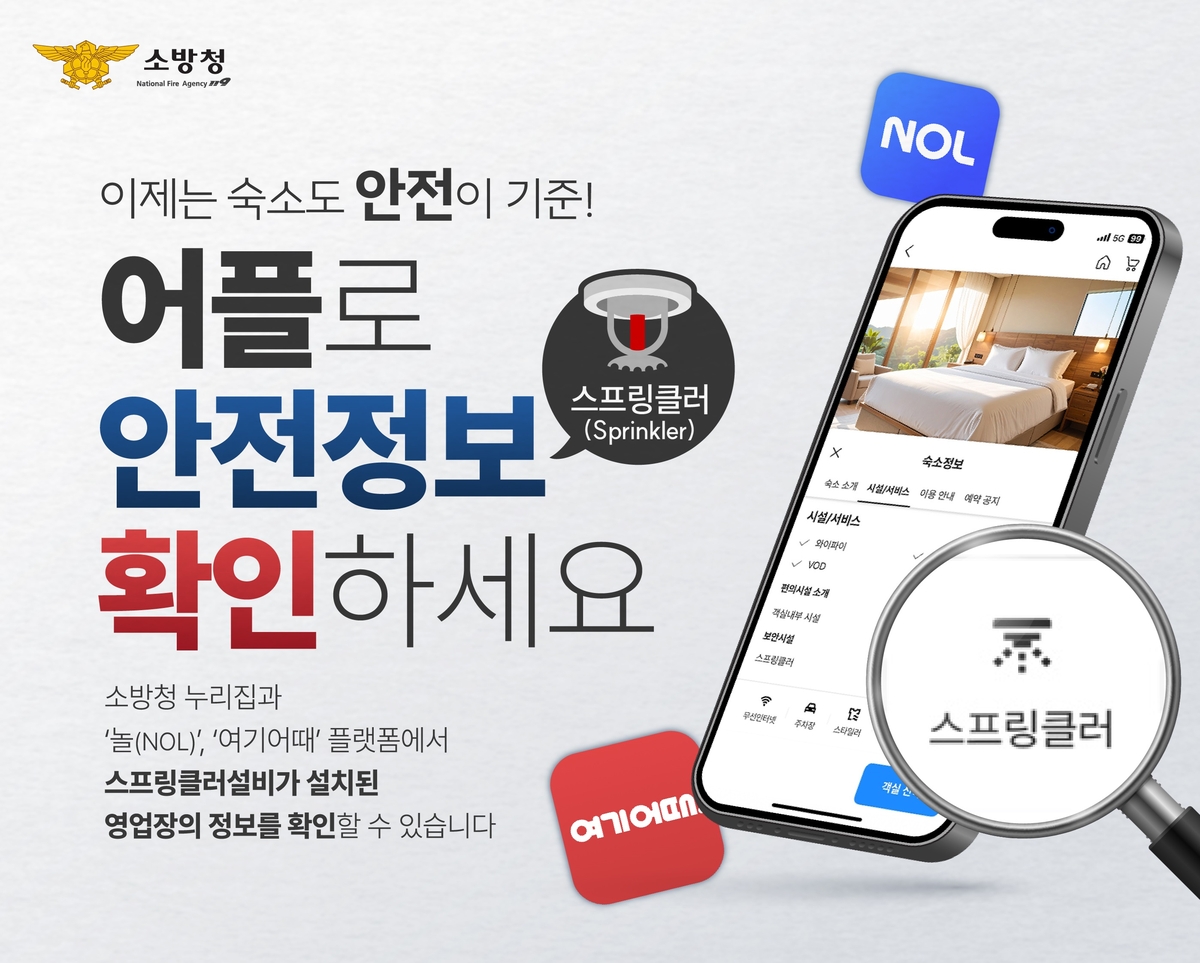 소방청 놀(NOL) 여기어때 스프링클러 숙박시설 안전정보 이용자알권리 안전홍보 민관협력