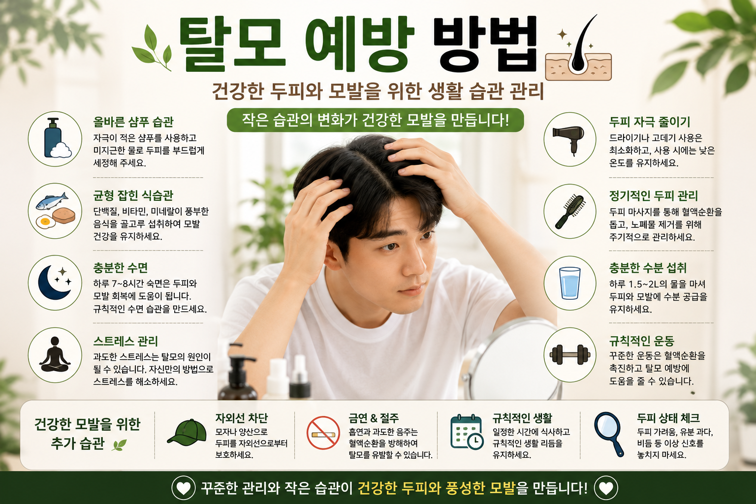 탈모 예방 생활 습관 관리 방법 요약 이미지