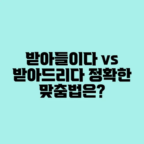 받아들이다 vs 받아드리다 정확한 맞춤법은?