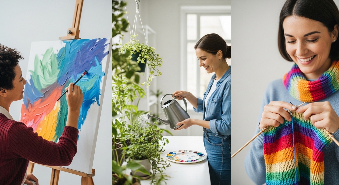 그림 그리기, 식물 가꾸기 등 몰입할 수 있는 취미를 즐기는 모습