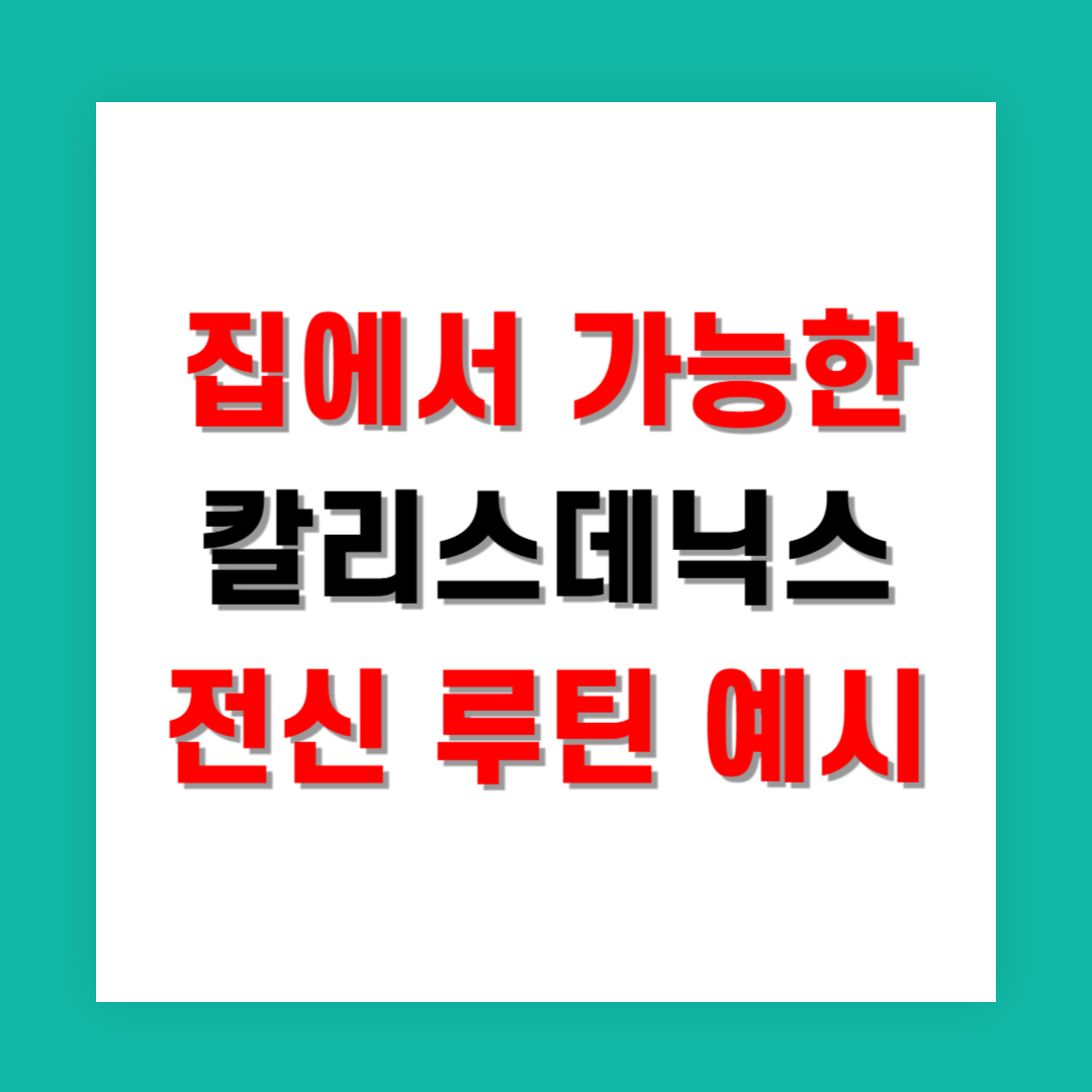 집에서 가능한 칼리스데닉스 전신 루틴 예시