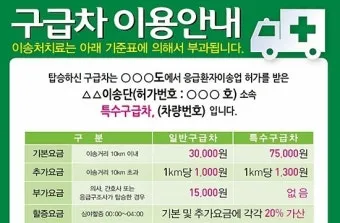 119 구급차 비용 이용 가이드로 이용요령_8