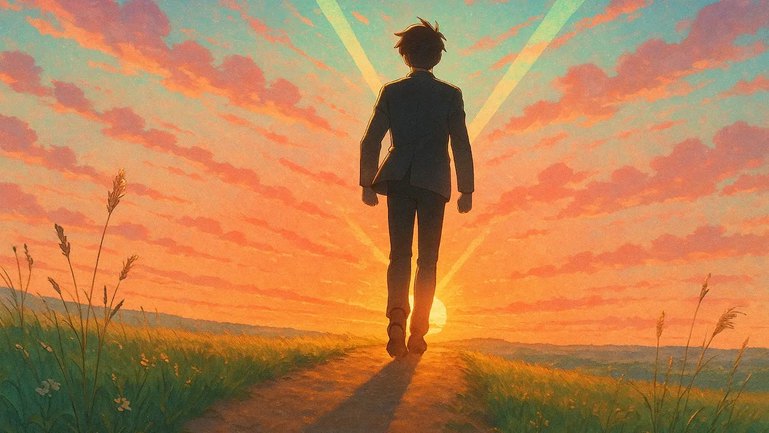 자신감 있게 목표를 향해 걸어가는 사람의 실루엣과 함께 "내 삶의 주인은 나"라는 메시지가 담긴 동기부여 이미지