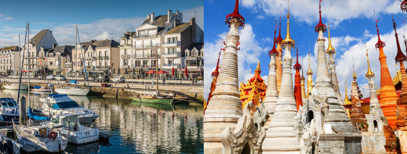 유럽과 아시아 관광지의 모습을 비교