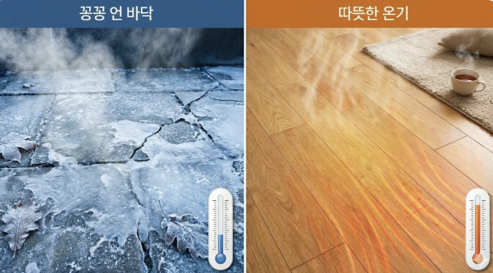 언바닥/따뜻한 바닥 비교
