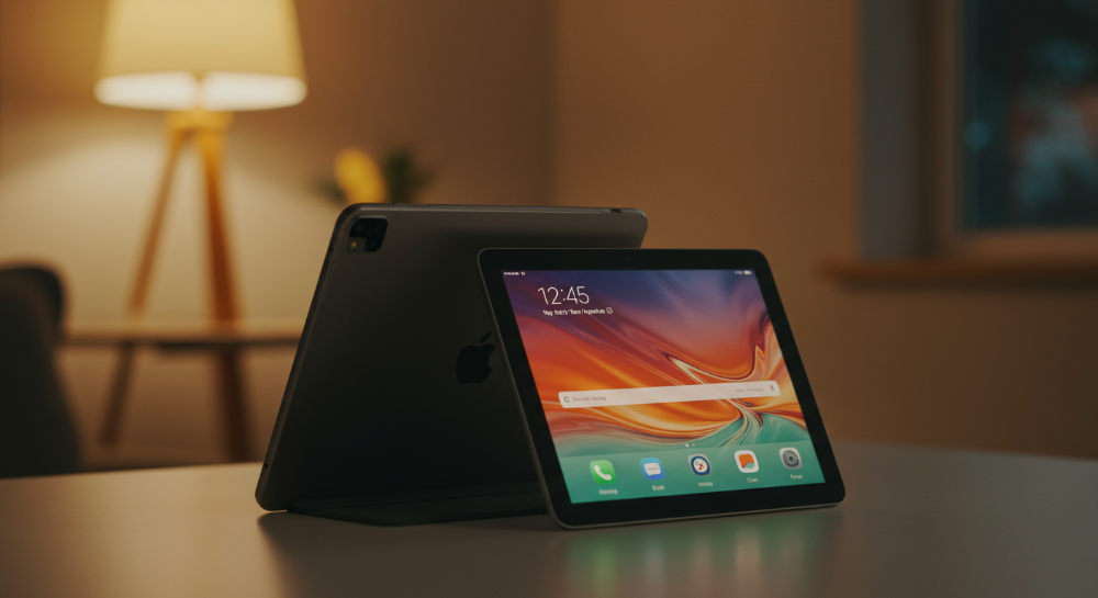 2025년형 갤럭시탭과 아이패드가 나란히 놓여있는 모습. 두 태블릿의 디자인과 혁신적인 기능이 강조된 비교 분석 이미지