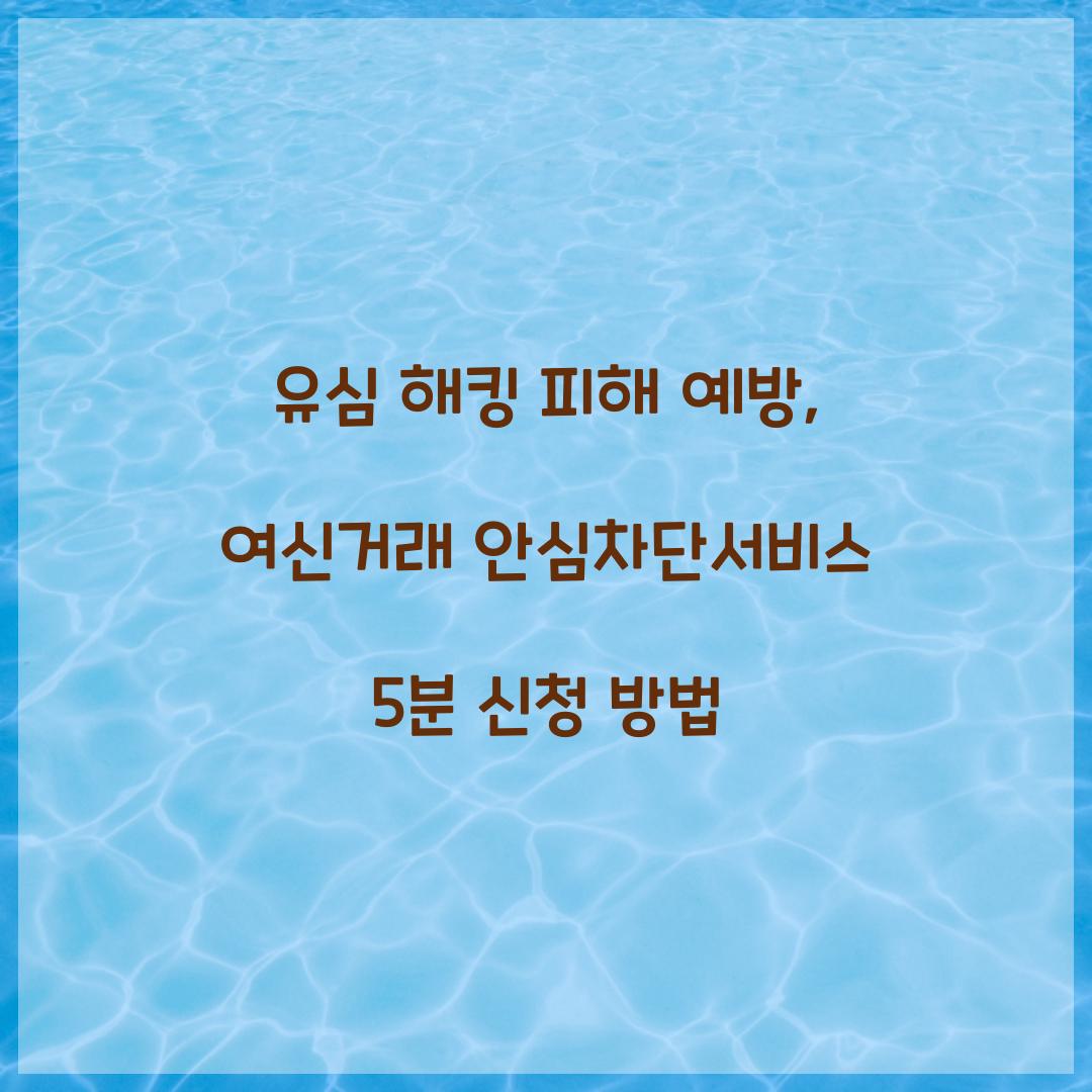 유심 해킹 피해 예방: 5분 만에 신청하는 여신거래안심차단서비스