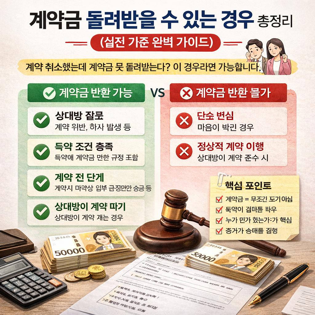 계약 취소했는데 계약금 못 돌려받는다 이 경우라면 가능합니다.