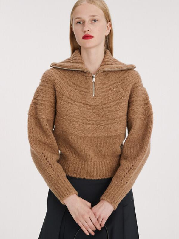 렉토 RECTO GOYA VIRGIN WOOL JACQUARD ZIP COLLAR KNIT 니트