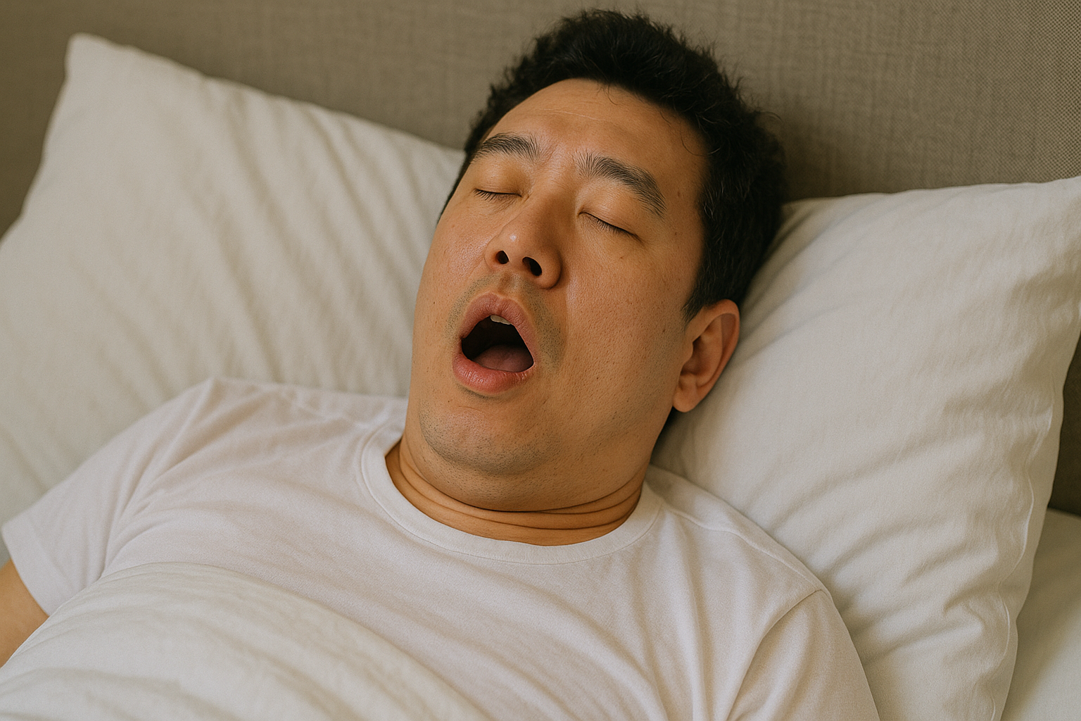 코를 골며 자는 남성 이미지