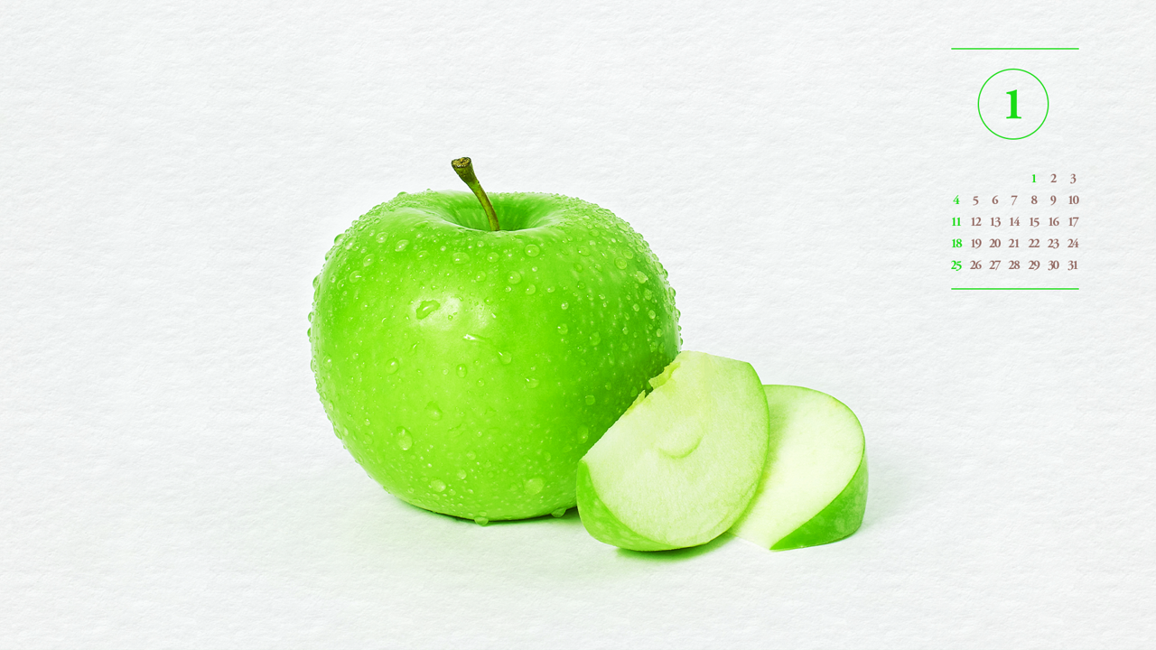 13 풋사과 한개 A - 2026년1월 달력배경화면