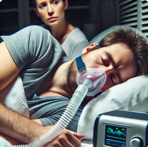 수면무호흡증을 겪고 있는 사람