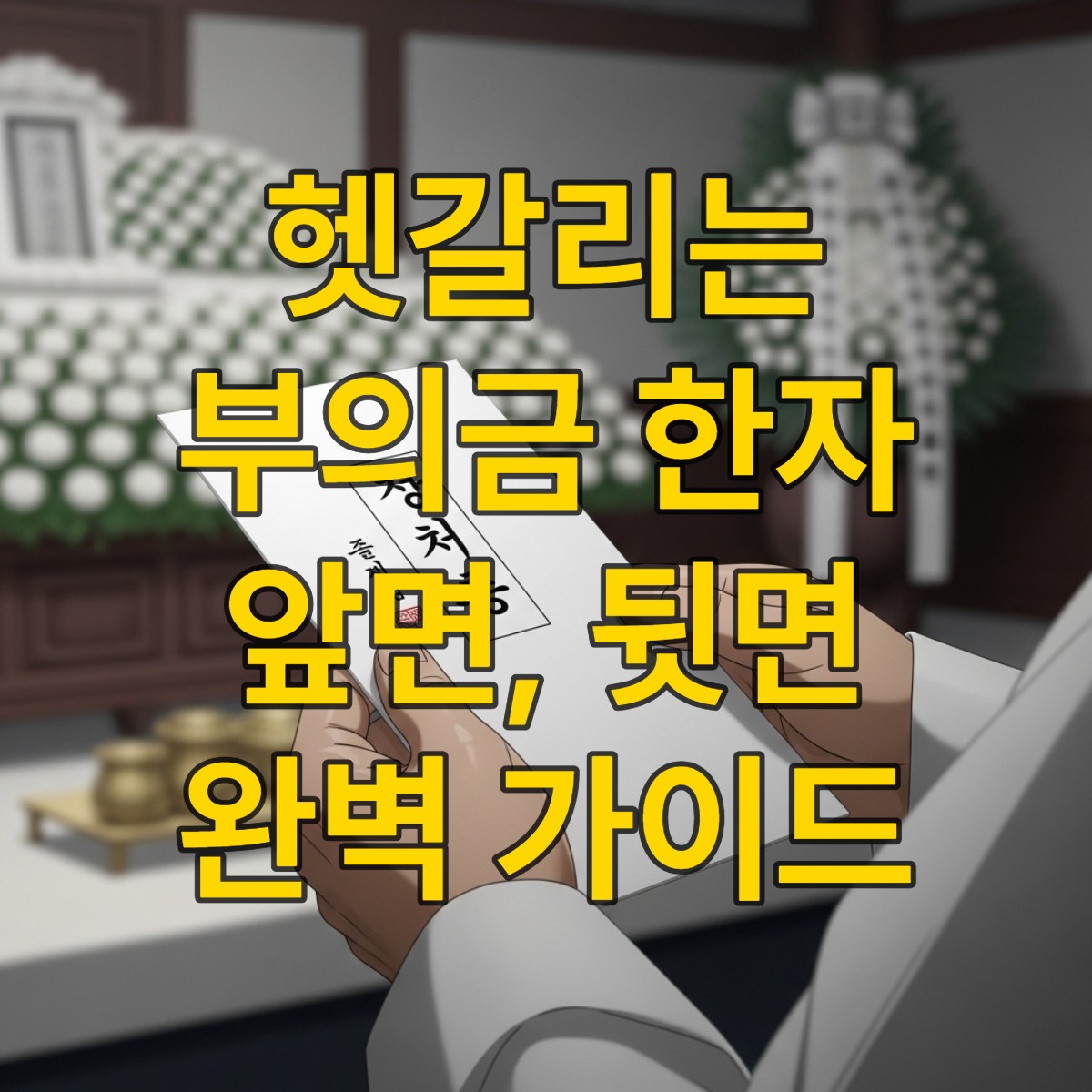 정갈하게 흰 부의금 봉투를 들고 있는 손, 장례식 예절을 지키는 진심 어린 마음