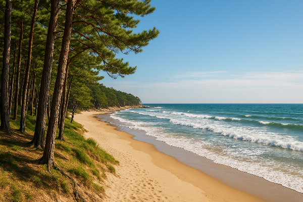 태안 바람아래해수욕장 - 소나무 숲과 파도가 반기는 힐링 여행지